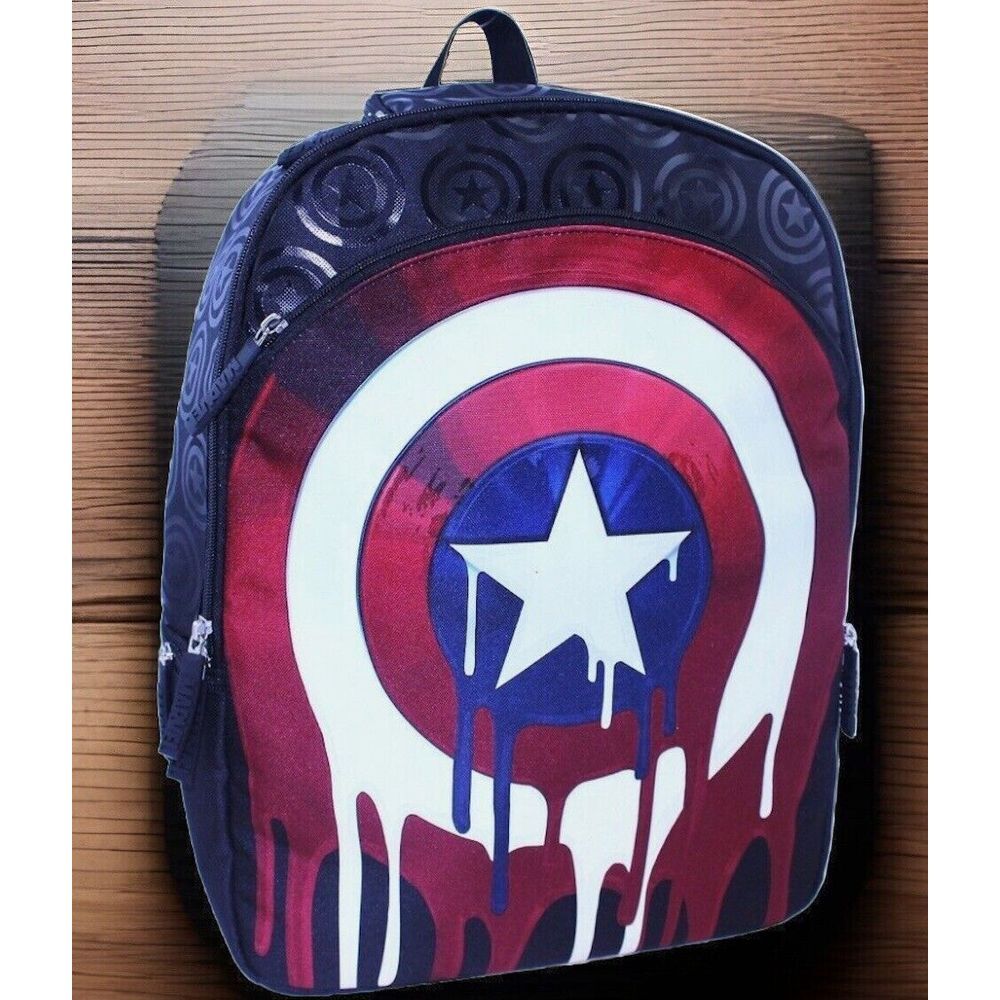 Marvel Captain America Drip Shield Laptop‎ Backpack Black Book Bag NWT